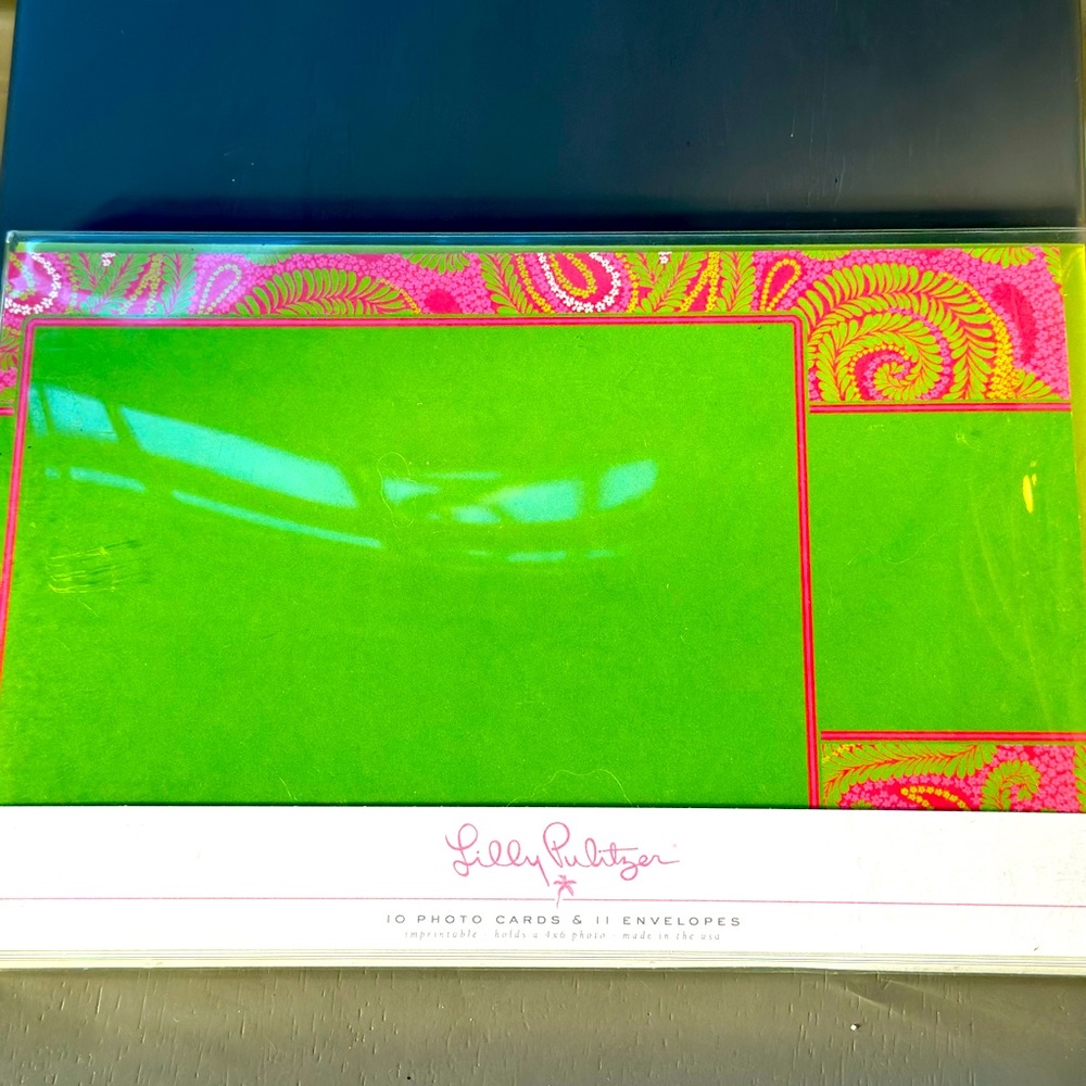 Lilly Pulitzer Stationary Card set in Green Paisley - NIB 10 cards